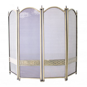 De Vielle Heritage Celtic Collection 4 Fold Fire Screen Ant Brass Finish